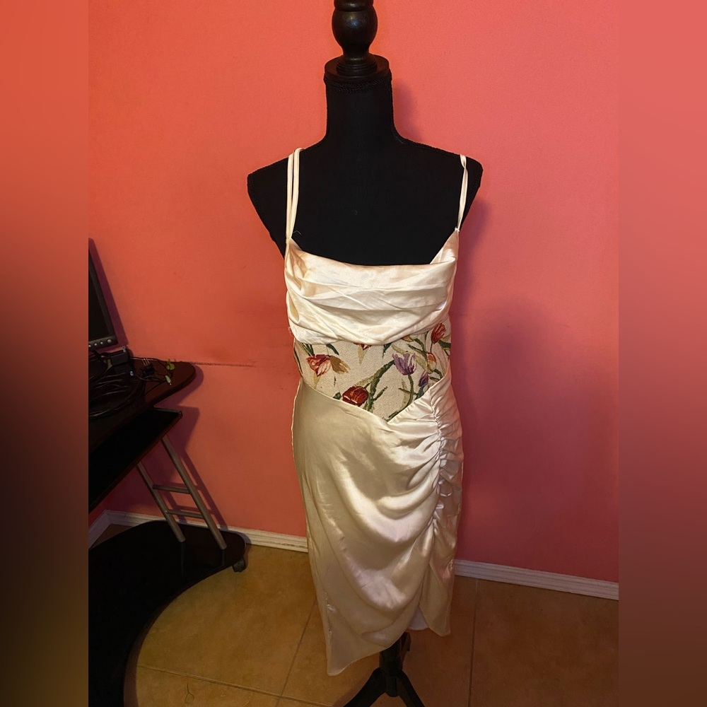 Elegant Cream Floral Dress